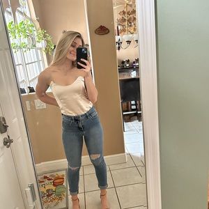 Lulus medium champagne strapless bodysuit